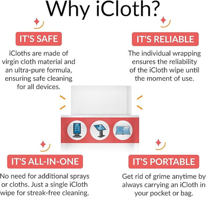 iCloth 70% Isopropyl Alcohol XL Screen and Electronics Wipes, Streak-Free - Image 4