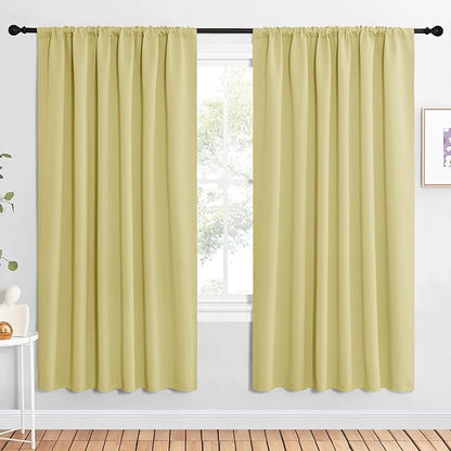 NICETOWN Bedroom Window Curtain Panels, Paler Yellow, 2 Panels, 62 in x 72 in by NICETOWN