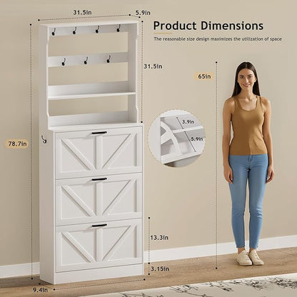 EOYUTLLY Shoe Cabinet Storage for Entryway, Narrow Shoe Rack Cabinet - Image 2