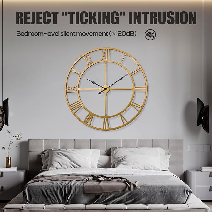 Ohweog Large Wall Clock for Living Room Decor – 32 Inch Silent Non-Ticking - Image 4