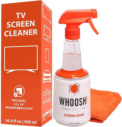 WHOOSH! Pro 16.9 fl oz Refillable TV Screen Cleaner & Microfiber Cloth by WHOOSH