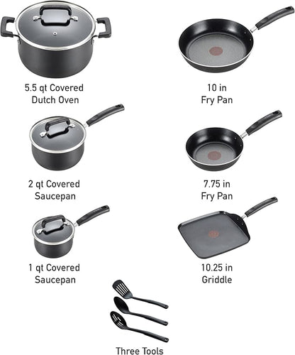 T-fal Signature Nonstick Cookware Set 12 Piece, Oven Broiler Safe 350F - Image 2