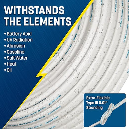 GS Power 100 Ft Duplex Marine Wire, 14 Gauge Wire, Oxygen-Free Tinned Copper 14 - Image 3