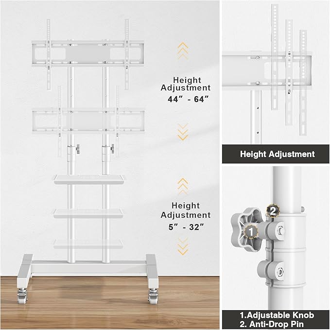 TVON Upgraded Mobile TV Stand on Wheels - Image 5
