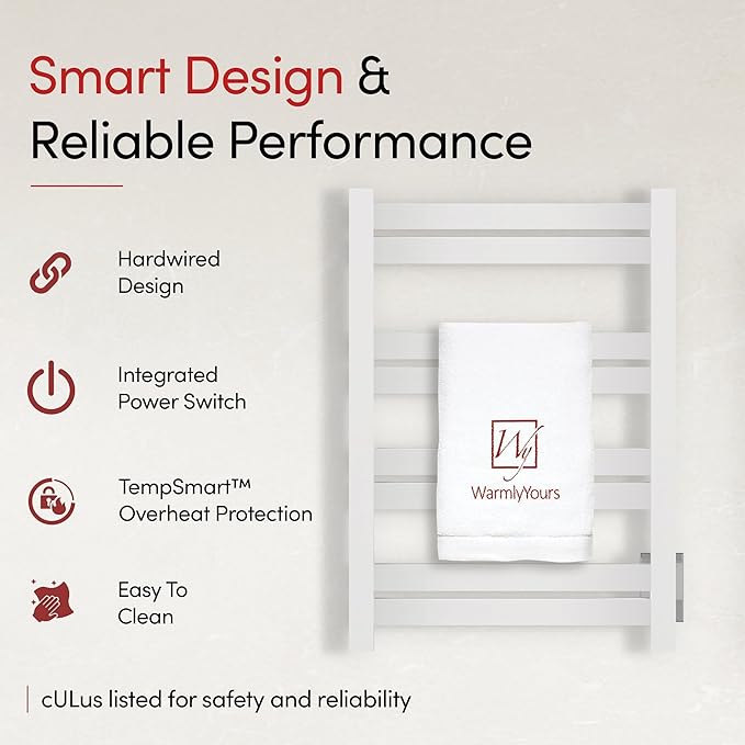 WarmlyYours Heated Towel Warmer Rack, Integrated On/Off Switch - Image 4