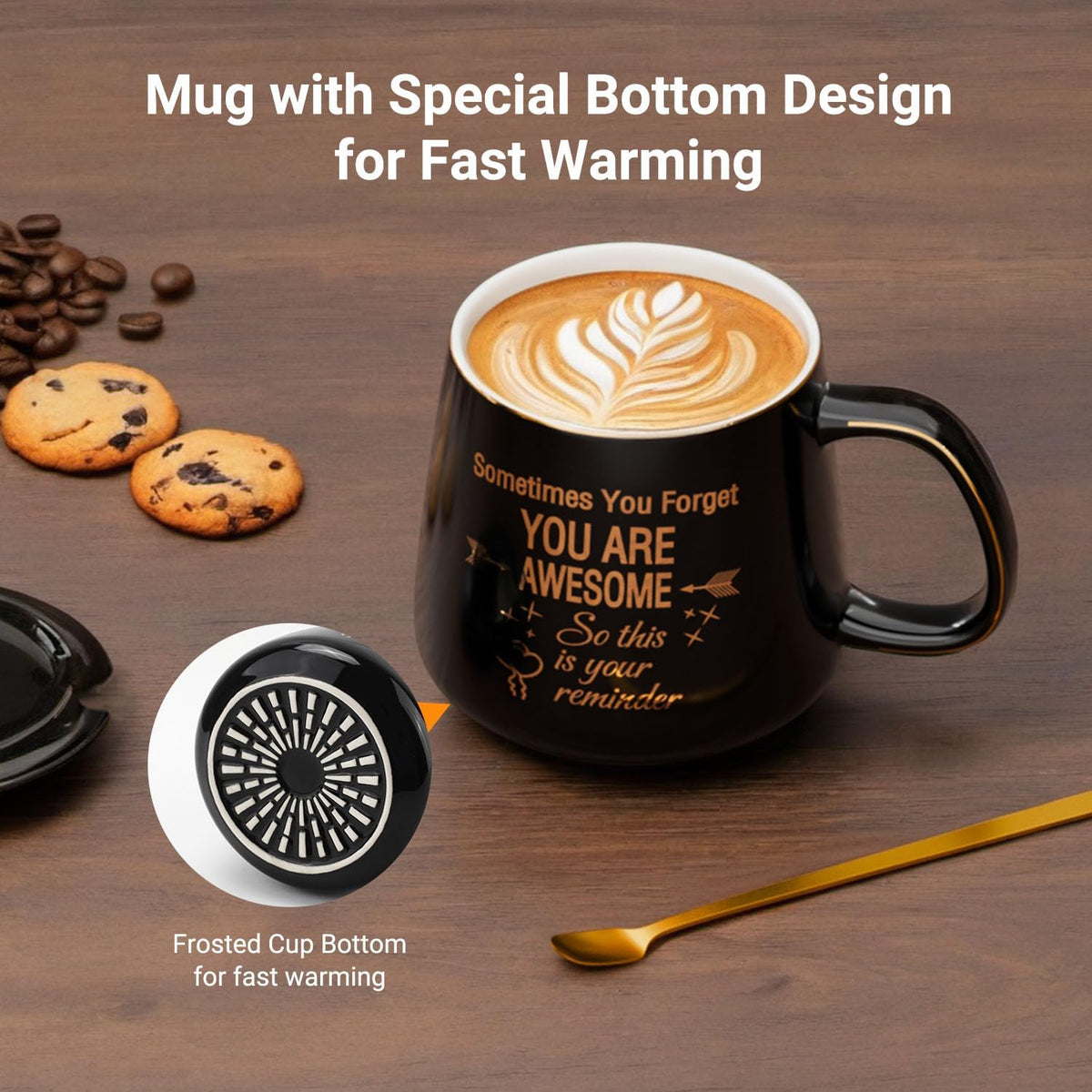 Coffee Mug Warmer & You are Awesome Mug Set, Electric Cup Warmer for Desk