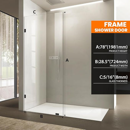Shower Glass Door 28.5 * 78 Inch, Bathroom Frameless Fixed Shower Glass Panel - Image 2