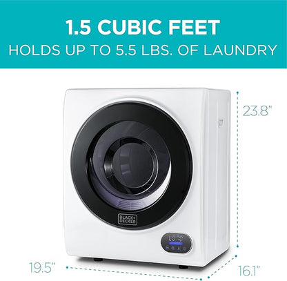 BLACK+DECKER 1.5 Cu. Ft. Compact Dryer, 5.5 lb. Capacity, 850W 120V Vented - Image 5