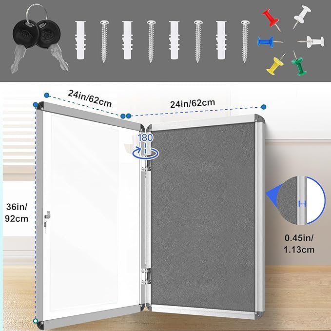 Magula Enclosed Bulletin Board Tamper-Proof Dispaly Case, Aluminium Frame - Image 3