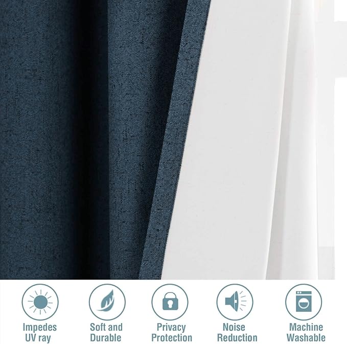 H.VERSAILTEX Linen Blackout Curtains 45 Inches Long 100% Absolutely Blackout - Image 7