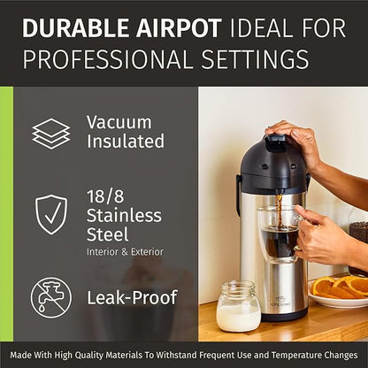 Cresimo Coffee Carafe with Pump - 102oz / 3L Airpot 12 Hours Large Hot Water - Image 7