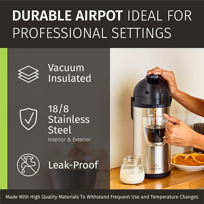 Cresimo Coffee Carafe for Keeping Hot 102oz Airpot Coffee Dispenser - 3L - Image 7