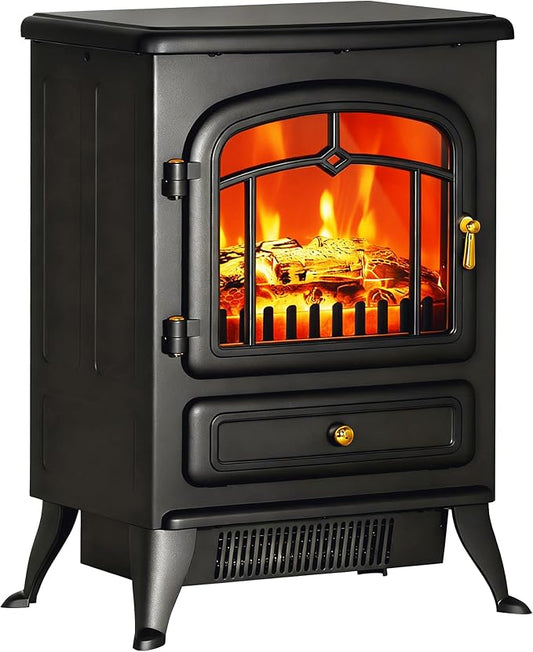 HOMCOM 22" Electric Fireplace Heater, Freestanding Fire Place Stove by HOMCOM