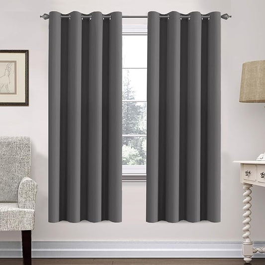 H.VERSAILTEX Premium Solid Thermal Insulated Blackout Grey Curtains Window by HVERSAILTEX