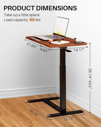 Overbed Table with Wheels, Pneumatic Height Adjustable Overbed Bedside Table - Image 2