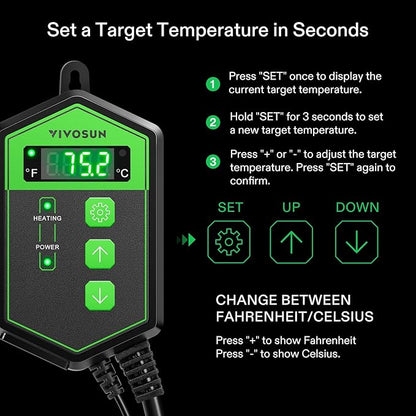 VIVOSUN Digital Heat Mat Thermostat Controller, 40–108 ºF 1000W - Image 4