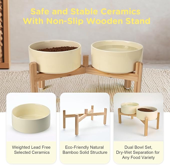 SPUNKYJUNKY Elevated Dog Bowls Ceramic, 7.3'' Dogs Food Water Bowls Raised - 42 - Image 6