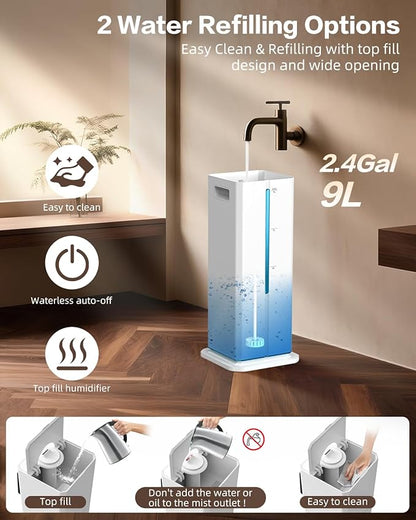 Cool Mist Humidifiers for Bedroom, Ultrasonic 2.4Gal 9L Quiet Top-Fill - Image 7