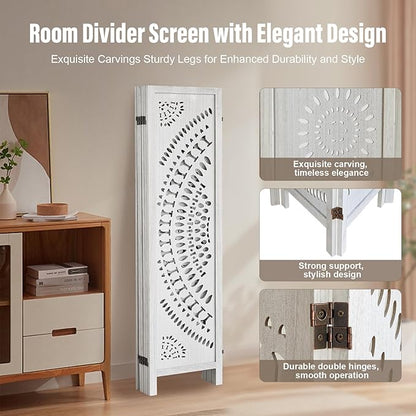 ALeesing 6 Panel Wood Room Divider Fully Assembled, Decorative Room Dividers - Image 3