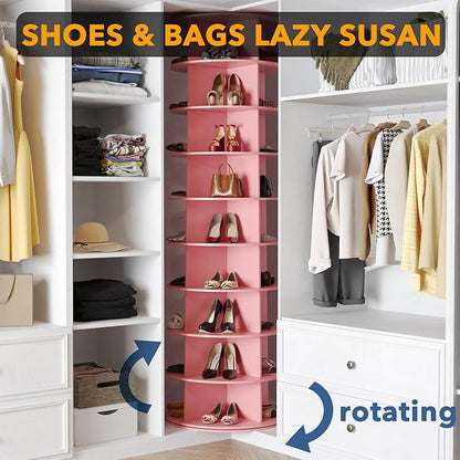 SpaceAid 9 Tier Rotating Shoe Rack Tower, Spinning Shoe Display Lazy Susan - Image 4