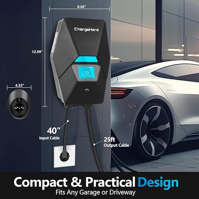 ChargeHere Level 2 EV Home Charger, 32A/40A | Real-Time Charging Speed Display - Image 6