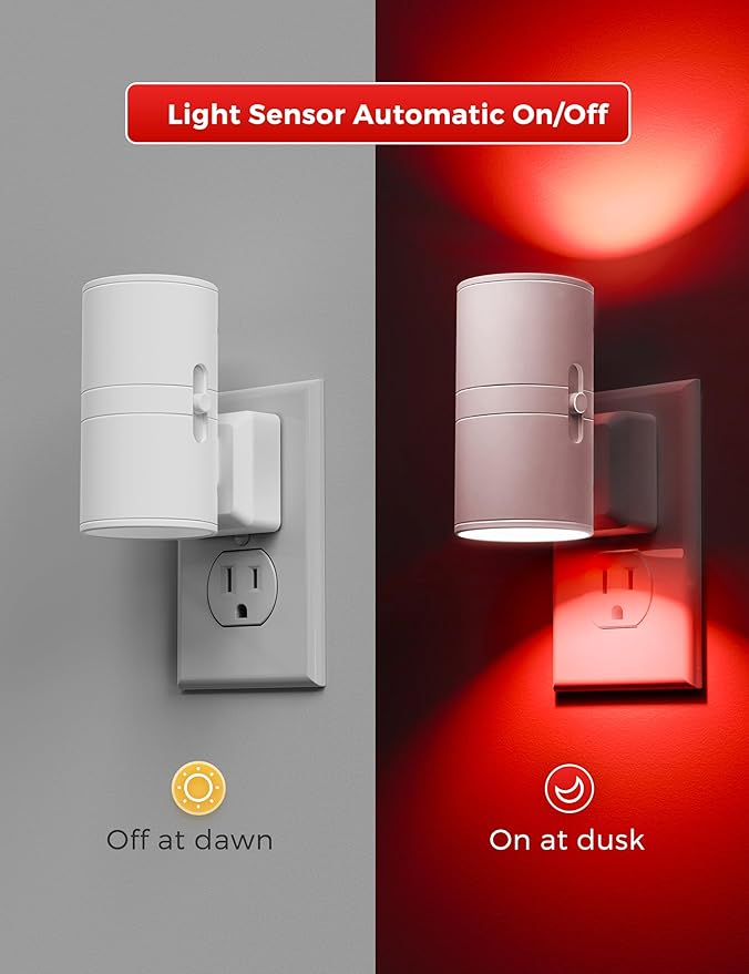 L LOHAS LED Night Light, LED Nightlights, Light Sensor, Steep Aid Red, Dimmable - Image 3