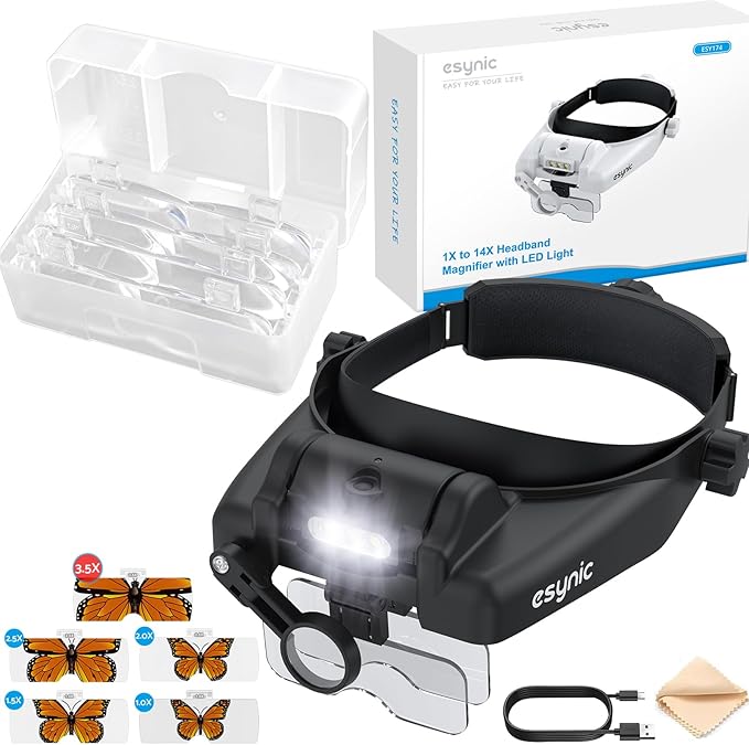 eSynic Type-C Rechargeable Magnifying Glasses Headset-Up to 14X Magnification-5 by eSynic