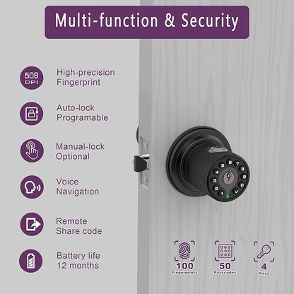 BOTHSTAR Double Sided Keyless Door Knob Lock - Image 3