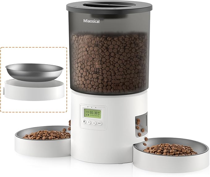 Automatic Cat Feeder for 2 Cats, 4.2L Dual Food Dispenser, Portion Control by Miaosical