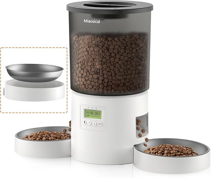 Automatic Cat Feeder for 2 Cats, 4.2L Dual Food Dispenser, Portion Control by Miaosical