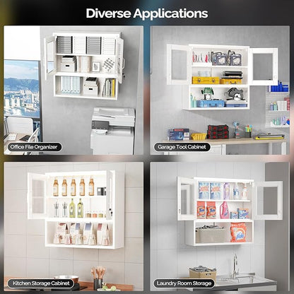 VINGLI Metal Wall Cabinet with Locking Glass Doors, Adjustable Shelf, Wall - Image 6