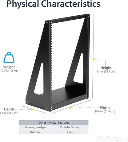 StarTech.com 2-Post 16U Heavy-Duty Desktop Server Rack, Small Open Frame 19in - Image 2