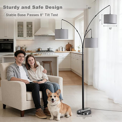 Fansdrick Floor lamp with Remote, 3 Light Arc Floor Lamps - Image 7