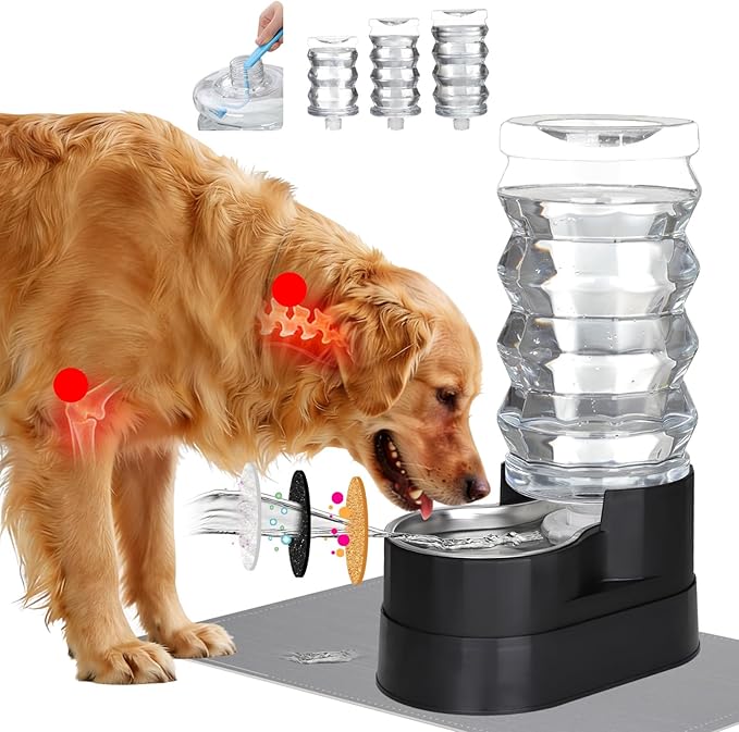 RIZZARI Automatic Dog Water Dispenser: 9L Black Elevated Feeder by RIZZARI