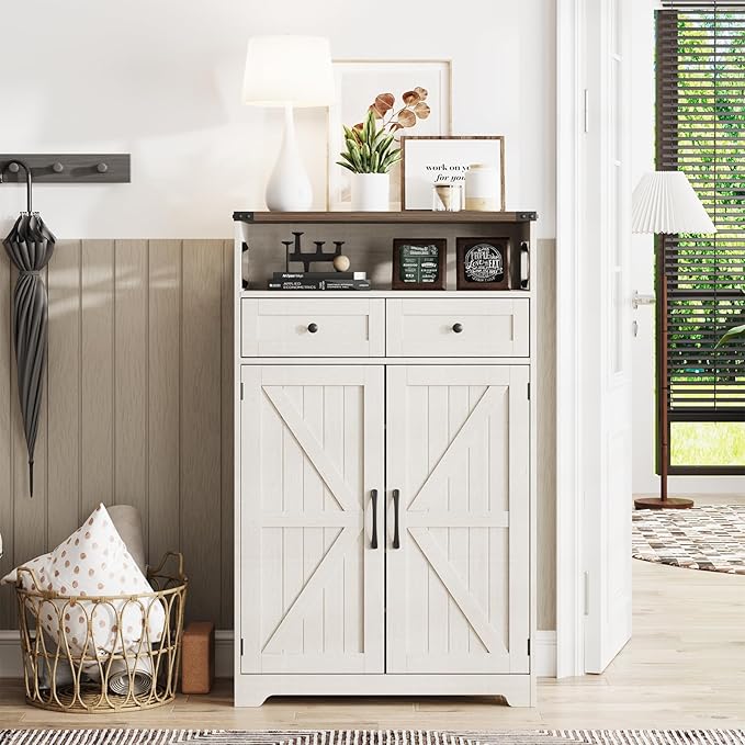 Maupvit Shoe Cabinet with Doors, 6-Tier Farmhouse Shoe Storage Cabinet with 2 - Image 9