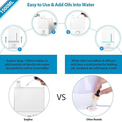 Exqline 1500ml Large Aroma Essential Oil Diffuser - Image 2
