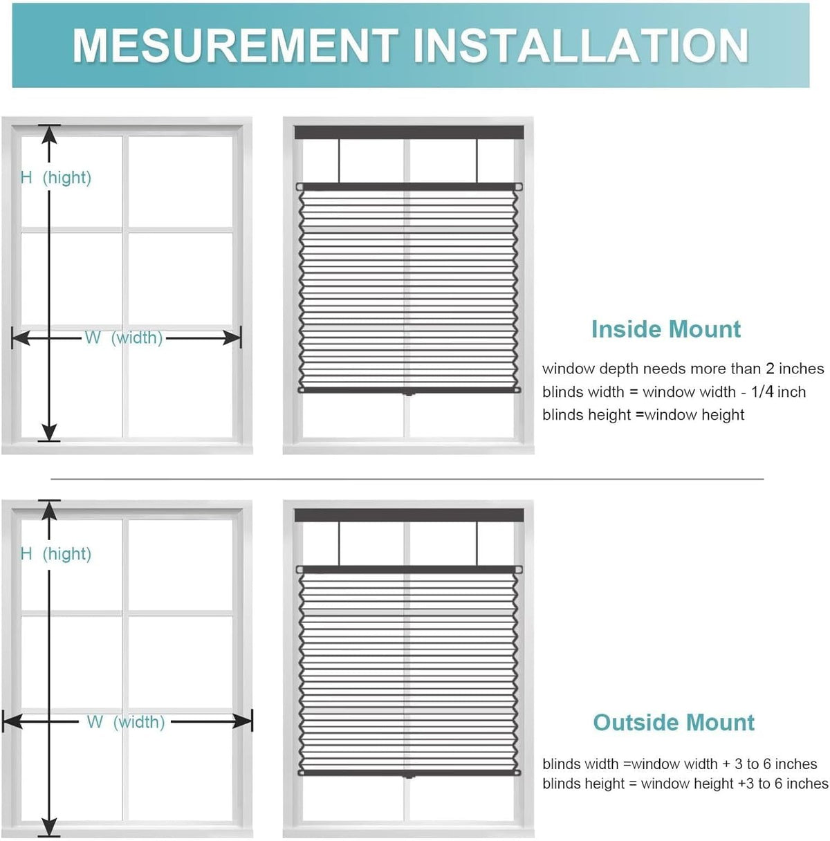 Top Down Bottom Up（TDBU） Cellular Shades, 1.5 inch Cordless Blackout Honeycomb Pleated Blinds for Windows Home Bedroom Office, Light Control, Thermal Insulated, 35" W x 64" H, Gray