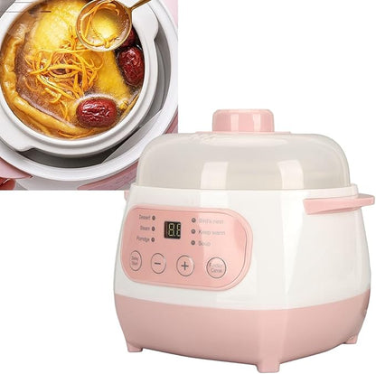 Stew Pot Cooker, Electric Ceramic Slow Cooker 1L 200W, Anti Dry Burn Rice Soup - Image 6