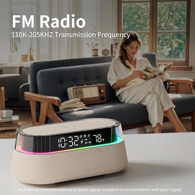 KUANGXIANG 6-in-1 Bluetooth Speaker Alarm Clock - Image 5