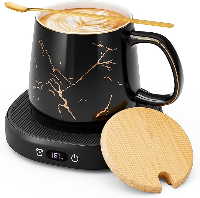 Coffee Mug Warmer & Luxury Marbling Mug Set, Electric Cup Warmer by LOUTYTUO