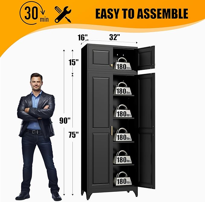 Kitchen Pantry Storage Cabinets, Utility Kitchen Cupboard, Large Steel Cabinets - Image 3