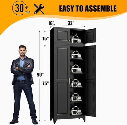 Kitchen Pantry Storage Cabinets, Utility Kitchen Cupboard, Large Steel Cabinets - Image 3