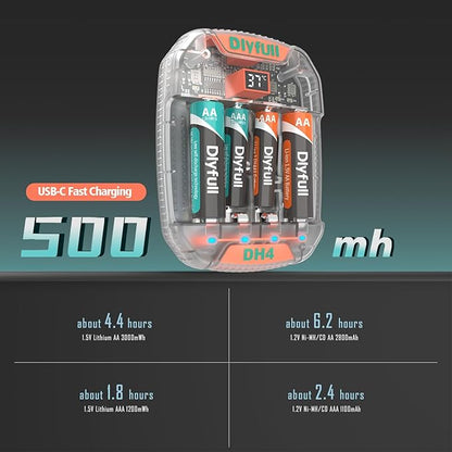 Dlyfull 4 Bay AA AAA Battery Charger - Image 5