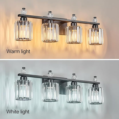 FDPBY Bathroom Vanity Lights 4-Light Sand Black Modern Crystal Vanity Light - Image 2