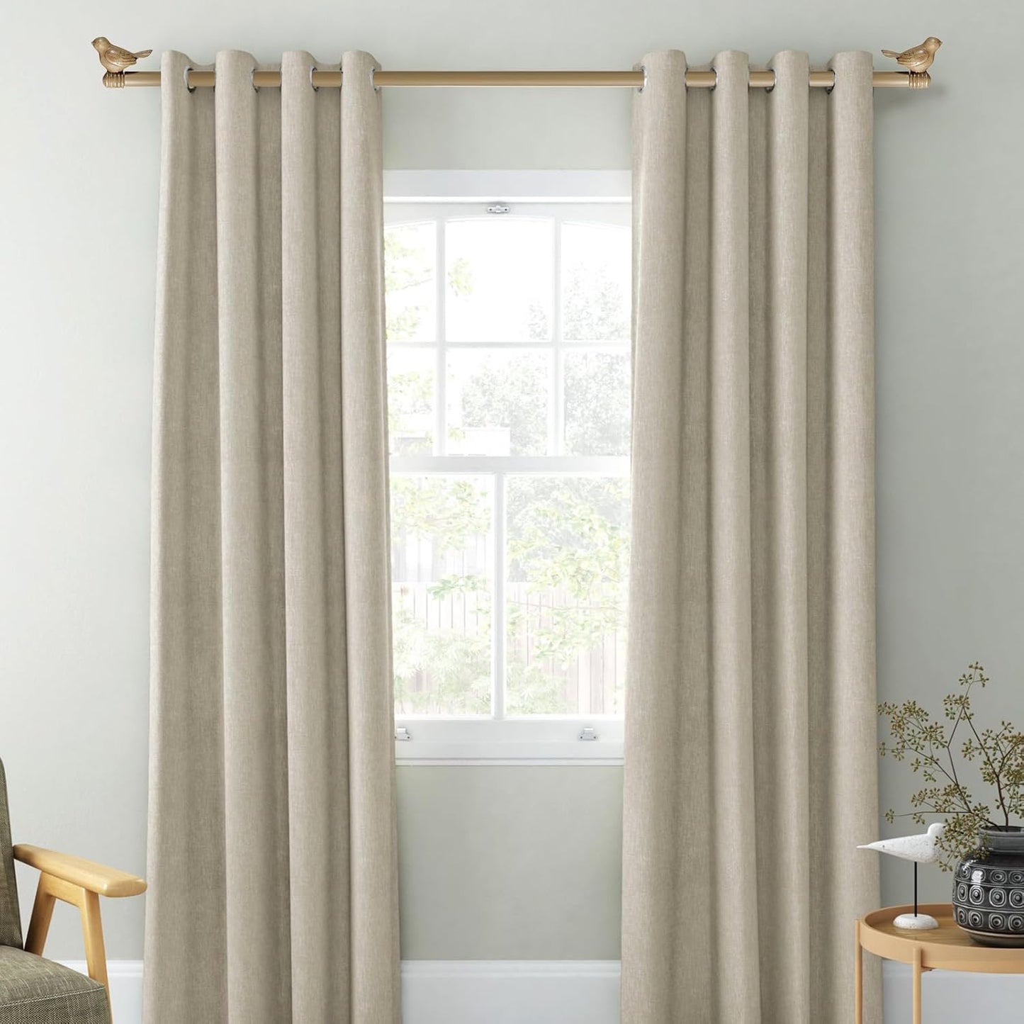 3/4-inch Cute Decorative Bird Adjustable Window Treatment Curtain Single Rod Set, 28" to 48" - Cottage