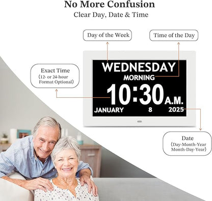 10.1'' Digital Clock, 1280*800p HD Extra Large Display, Dementia Clock - Image 7