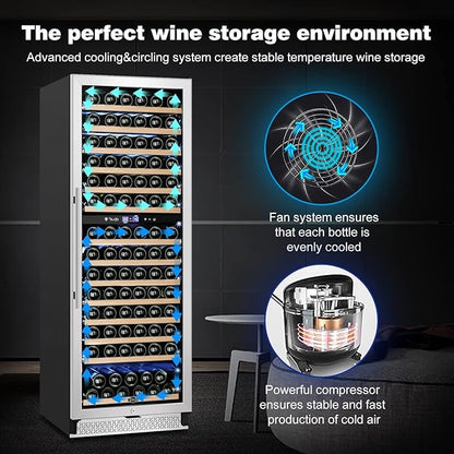 Tylza 24 Inch Wine Fridge Dual Zone, 180 Bottles Wine Cooler Refrigerator - Image 4