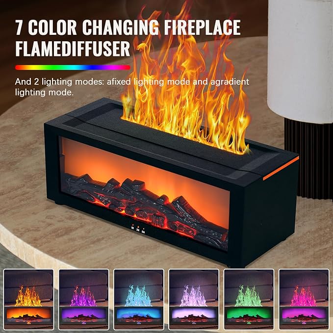 Fireplace Humidifier Diffuser, 7 Colors Flame Diffuser - Image 2