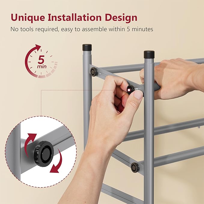 Tajsoon Expandable Shoe Rack for Closet 4 Tier, 29“-41“Adjustable & Stackable - Image 4