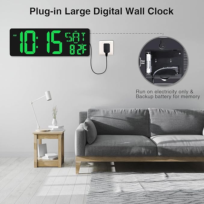 XREXS Large Digital Wall Clock - Image 7